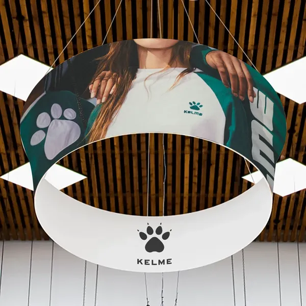 Carteles Colgantes Cónicos Personalizados para Ferias y Exposiciones - Imprint Now - ES