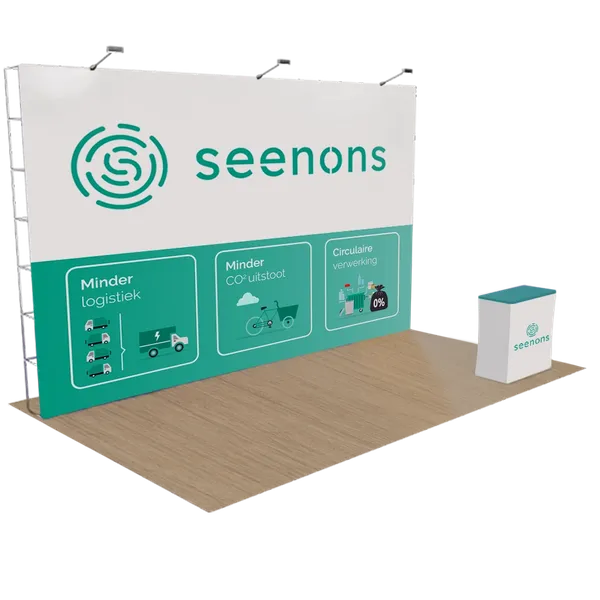 Pop-up Vakbeursdisplay op Maat 6,1 m x 3 m - Imprint Now - NL