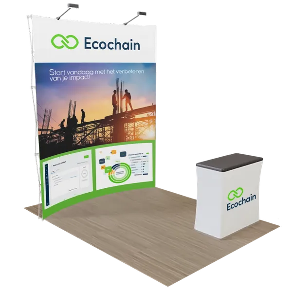 Pop Up Vakbeursstandaard met Gebogen vorm 2,4 m x 2,4 m - Imprint Now - NL