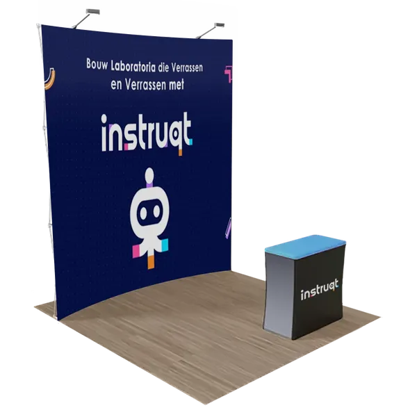 Pop Up Vakbeursdisplay 3 m x 3 m Gebogen op Maat - Imprint Now - NL