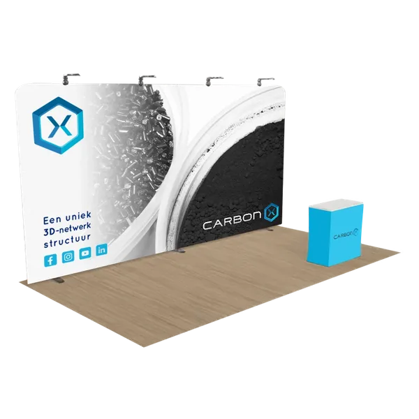 Gepersonaliseerde Zip Up Vakbeursdisplay 6,1 x 3,1 m - Imprint Now - NL