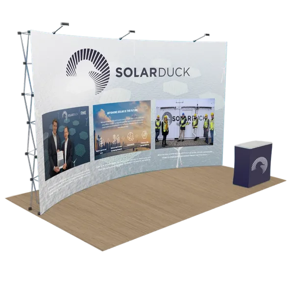 Aangepaste Gebogen Pop Up Display Stand 6,1 m x 3 m - Imprint Now - NL