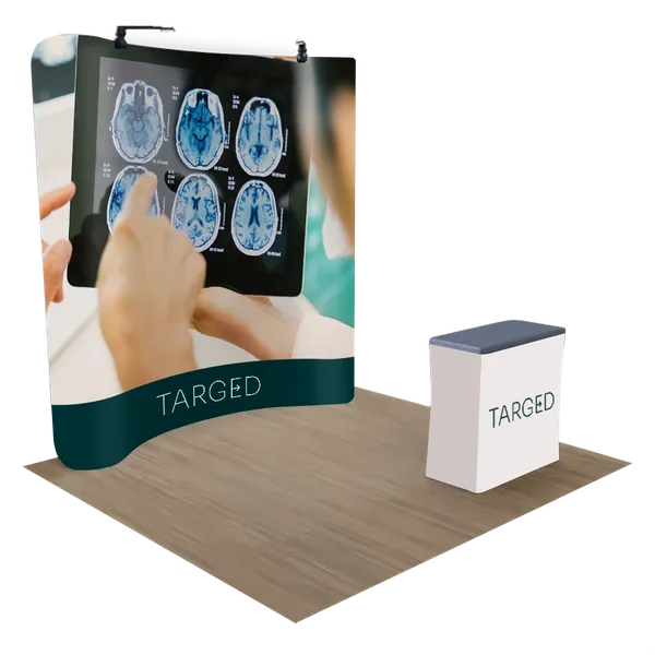 Gepersonaliseerde Gebogen Zip Up Trade Show Display Spanning Stof 3,1 m x 2,4 m - Imprint Now - NL