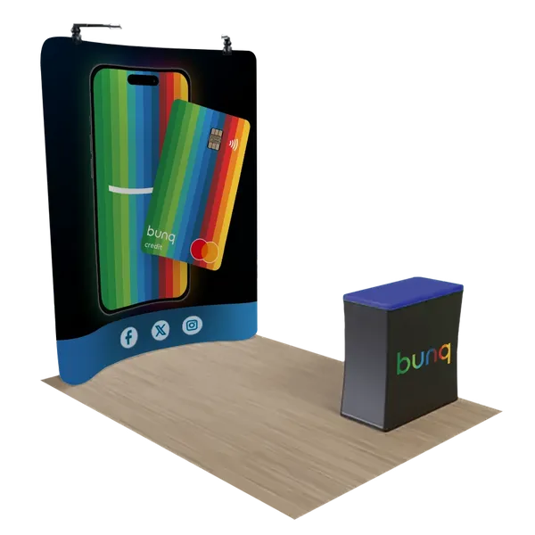 2,4 m x 2,4 m m gebogen Zip Up display - Imprint Now - NL