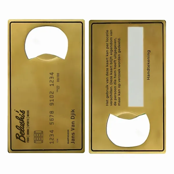 Flesopener in de vorm van een gouden kaart - Imprint Now - NL