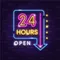 24 Hours Open Neon Sign - Custom Pro Prints