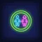 Boy & Girl Silhouettes Circle Neon Sign - Custom Tees Today
