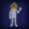 Skeleton with Pumpkin Head Neon Sign - Custom Pro Prints