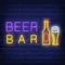Beer & Bar with Bottle & Glass Neon - Custom Pro Prints