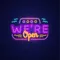 We're Open with Wave Lines Neon Sign - Custom Pro Prints