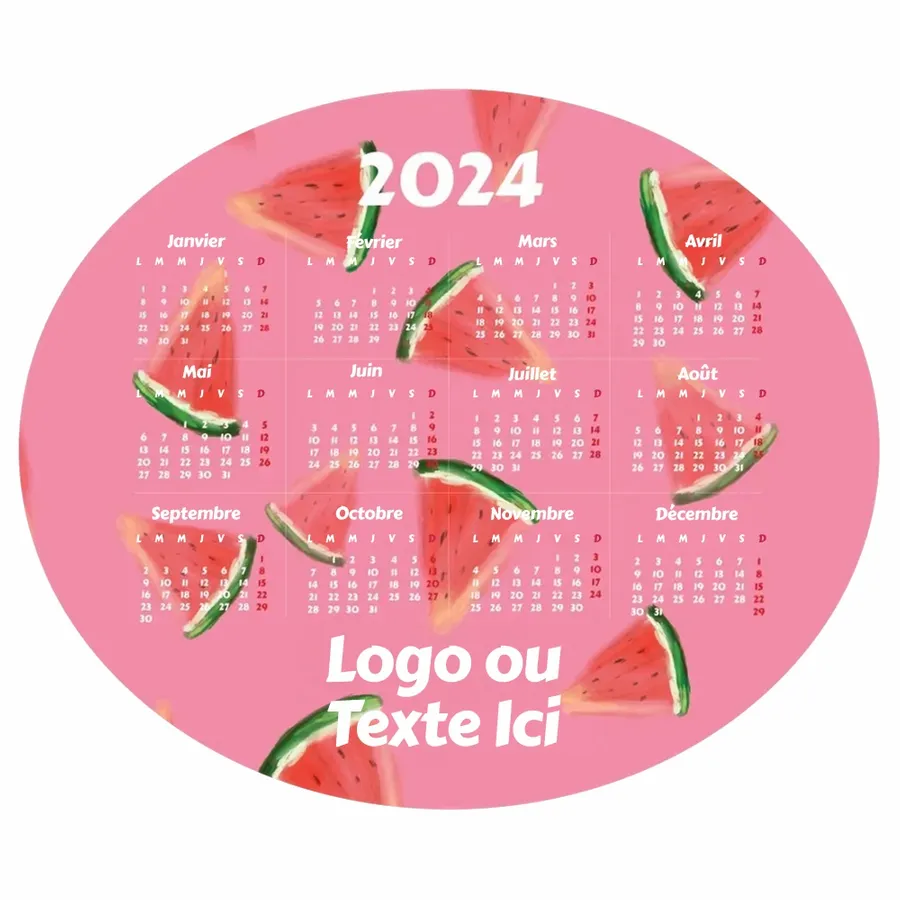 Tapis de souris calendrier arrondi pastèque - Imprint Now - FR