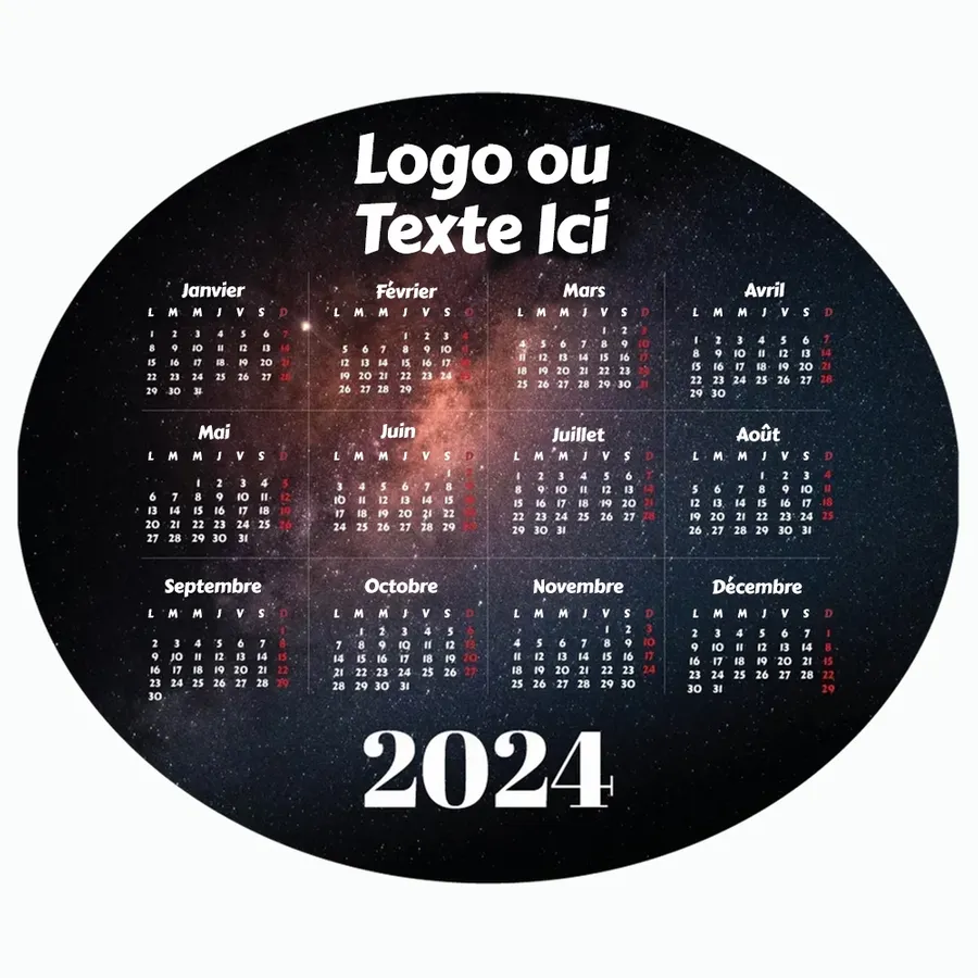 Tapis de souris calendrier arrondi galaxie - Imprint Now - FR