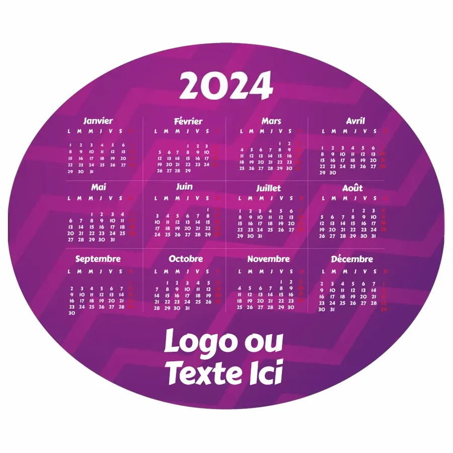 Tapis de souris calendrier arrondi violet - Imprint Now - FR