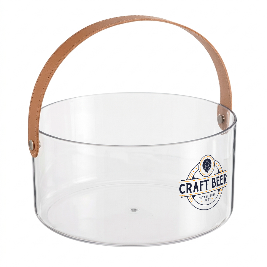 Leather-Strap Clear Drink Buckets - Custom Tees Today