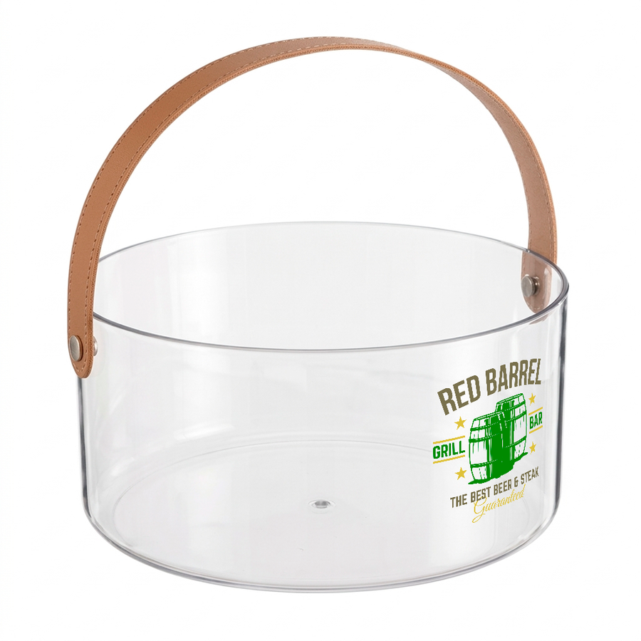 Leather-Strap Clear Drink Buckets - Custom Tees Today