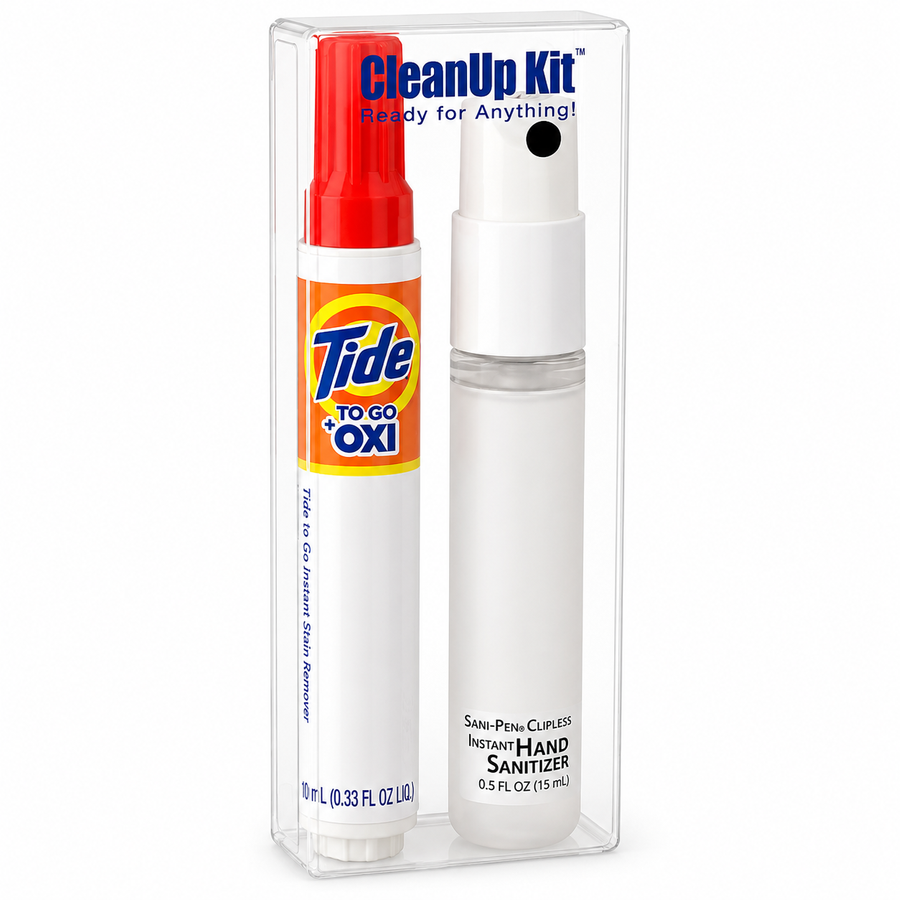CleanUp Kit - Tide® to Go + Oxi and Sani-Pen® Clipless™ Travel Kits - Stealth Patches