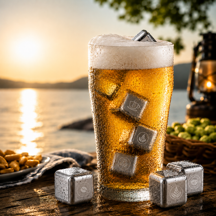 Silver Stainless Steel Ice Cubes - Hand Fans Now