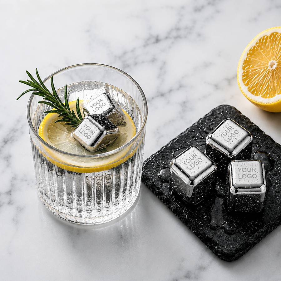 Silver Stainless Steel Ice Cubes - Hand Fans Now