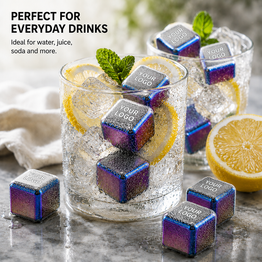Rainbow Stainless Steel Ice Cubes - Hand Fans Now