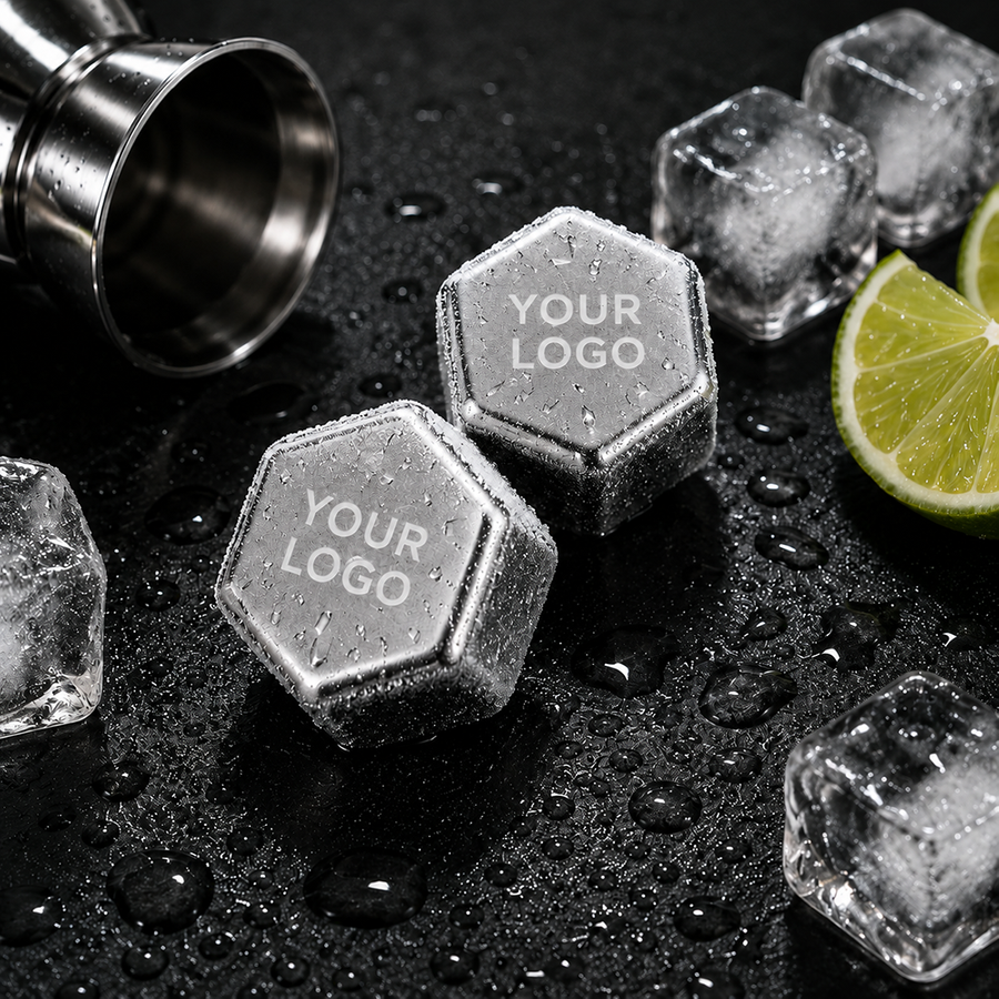 Hexagon Stainless Steel Ice Cubes - Hand Fans Now
