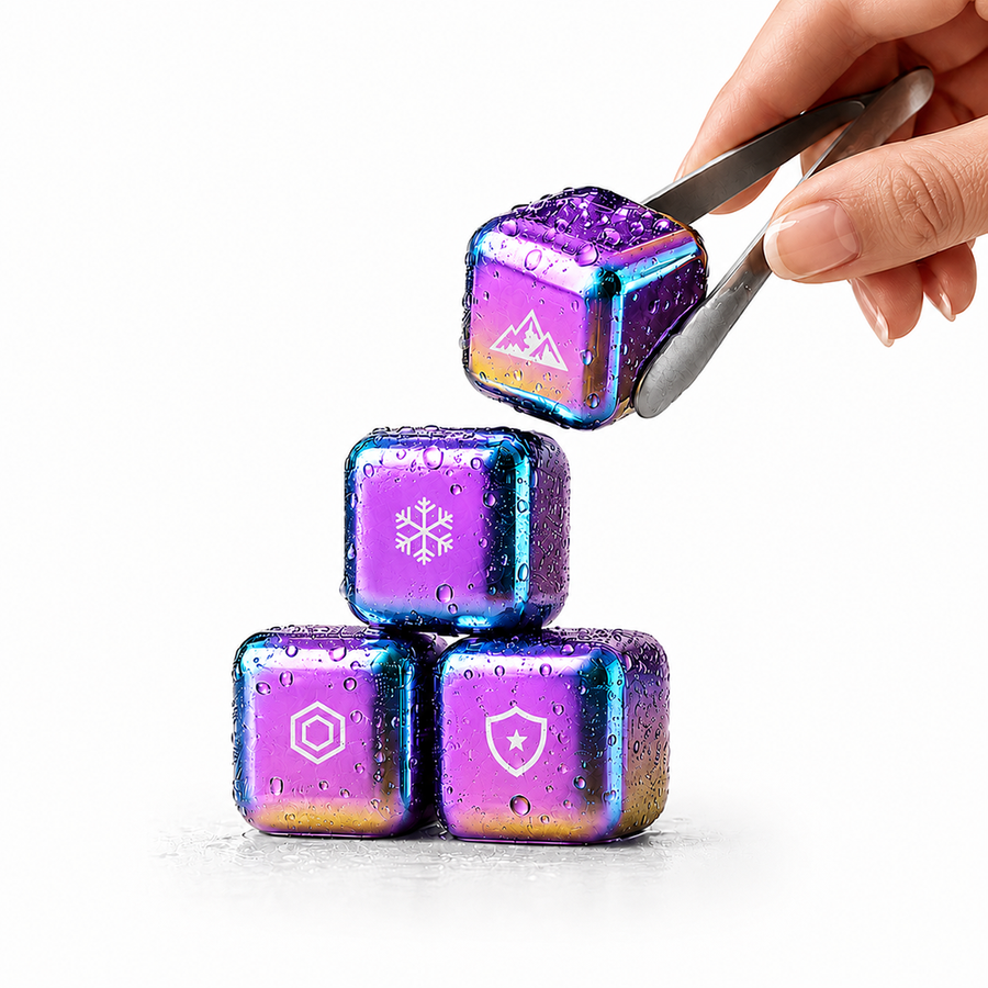 Rainbow Stainless Steel Ice Cubes - Hand Fans Now