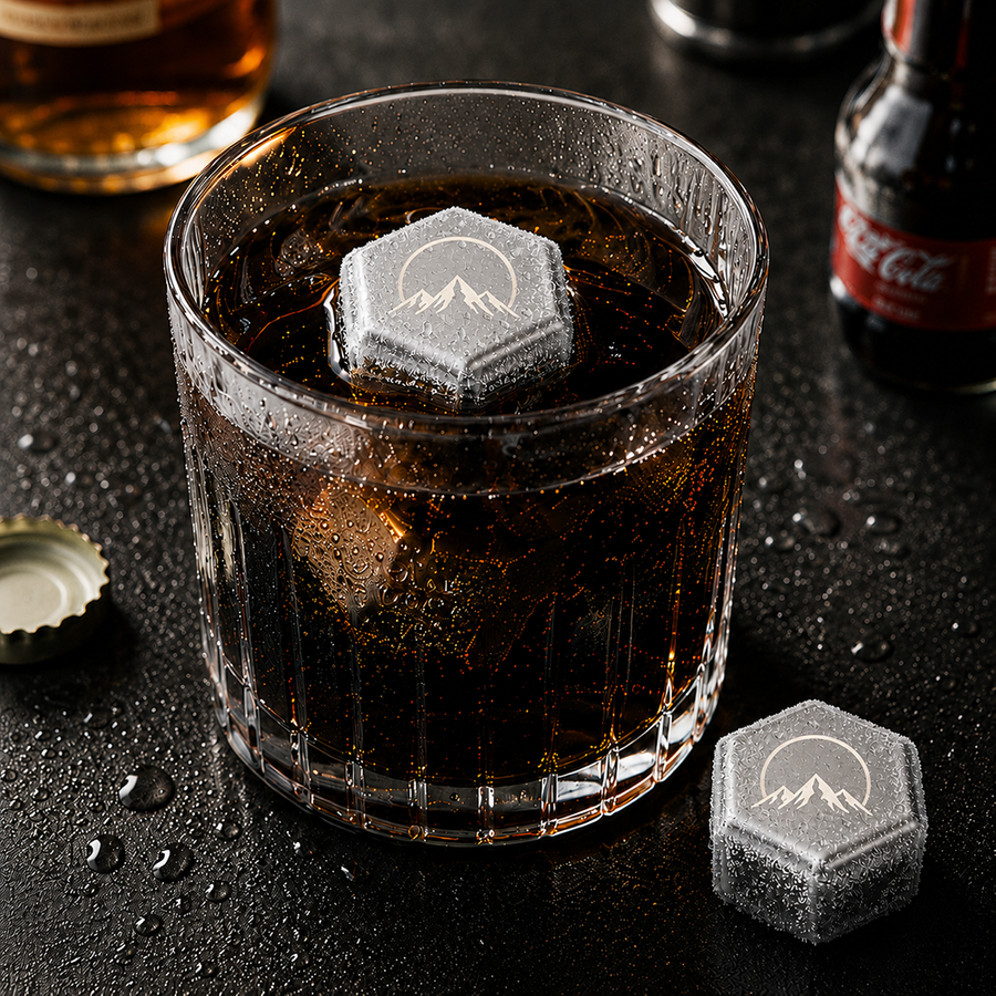 Hexagon Stainless Steel Ice Cubes - Hand Fans Now