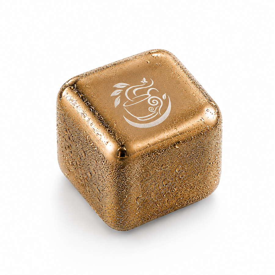 Gold Stainless Steel Ice Cubes - Hand Fans Now