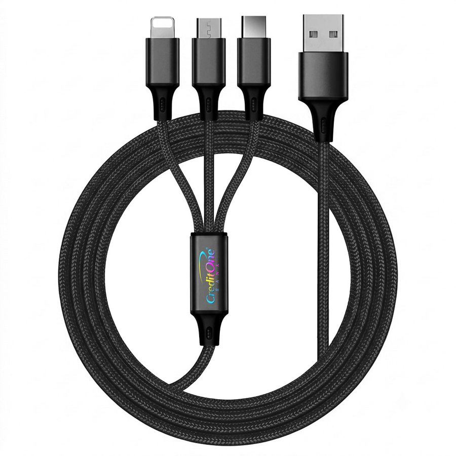 Nylon Braided 3-in-1 Charging Cables - Custom Tees Today