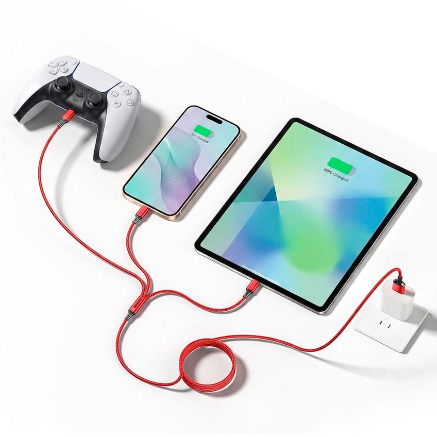 Nylon Braided 3-in-1 Charging Cables - Custom Tees Today