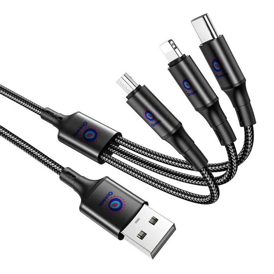 Nylon Braided 3-in-1 Charging Cables - Custom Pro Prints