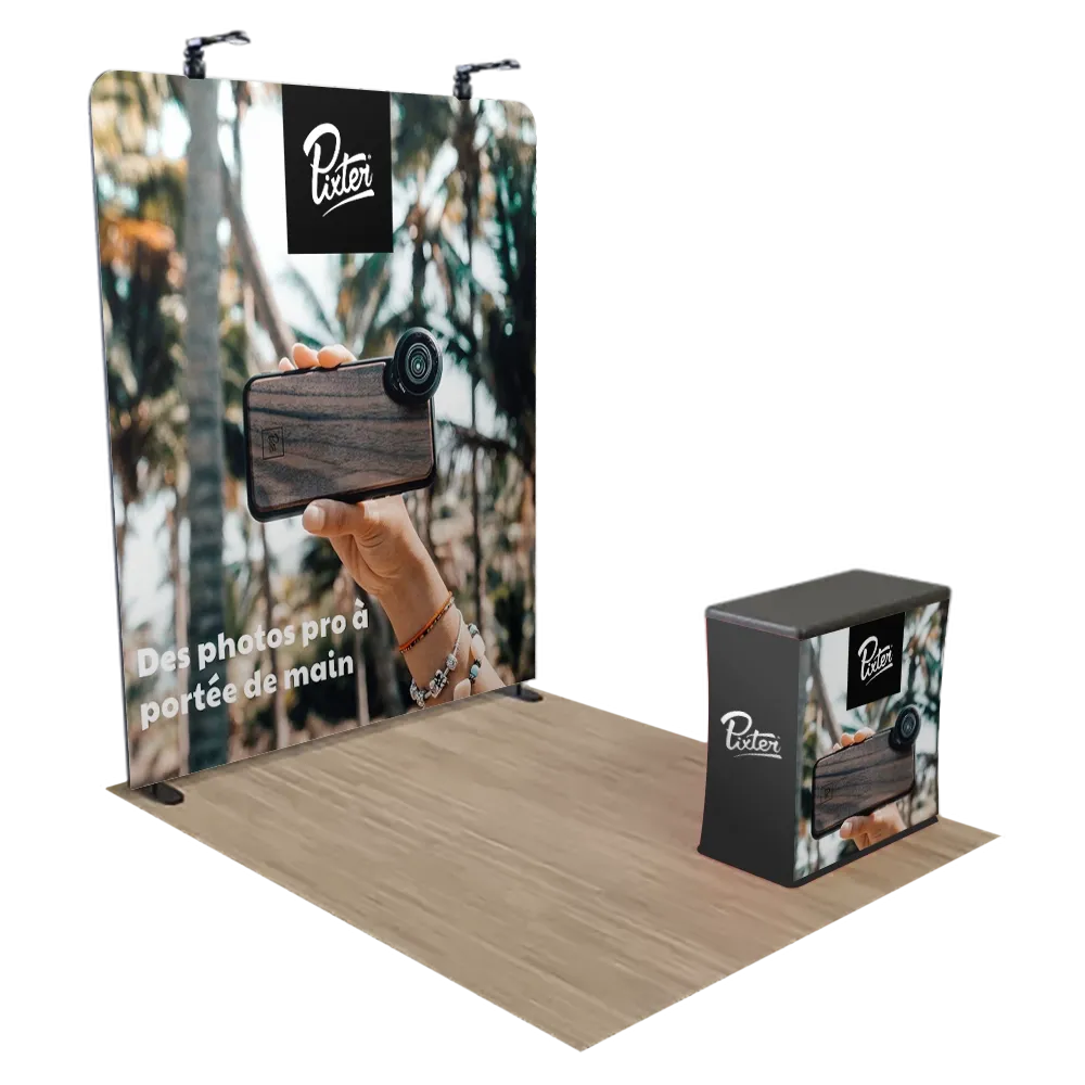 Présentoir d'exposition zippé personnalisé avec cadre en aluminium 2,4 x 2,4 m - Imprint Now - FR