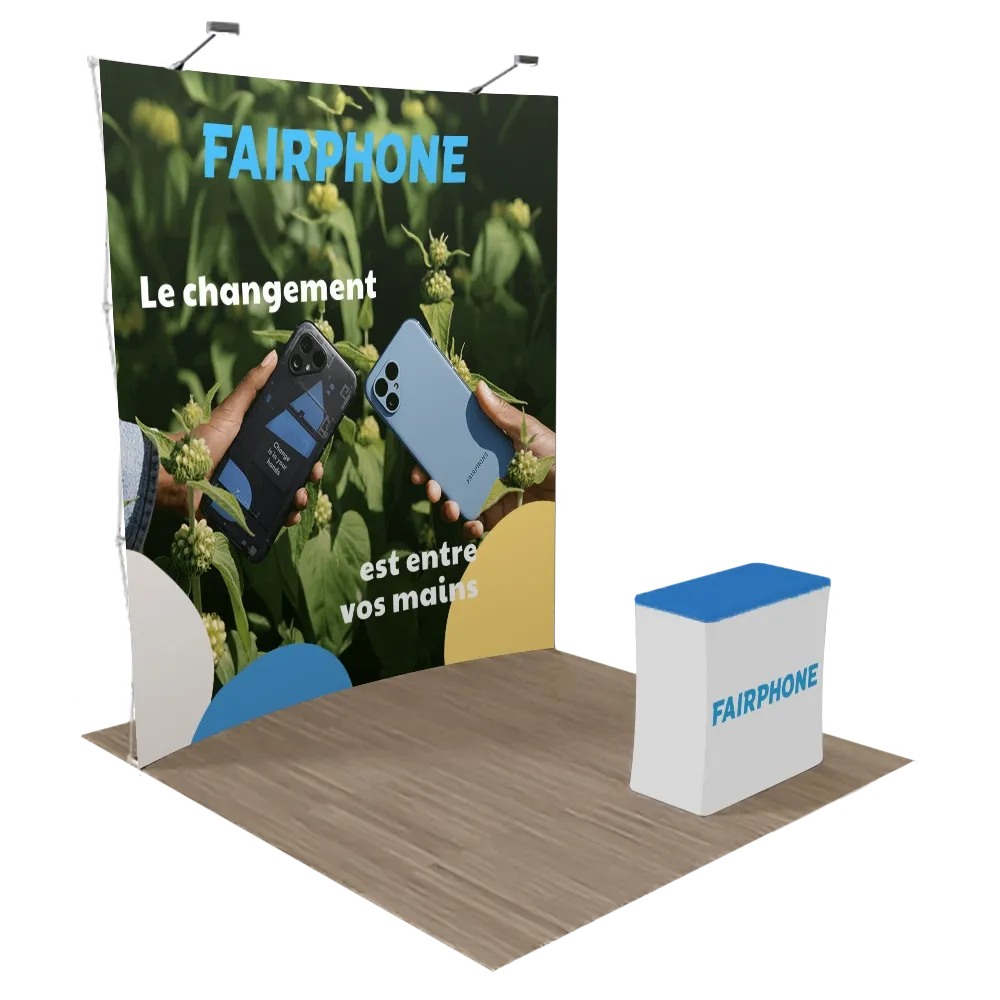 Présentoir courbé Pop-up 3 m x 3 m - Imprint Now - FR