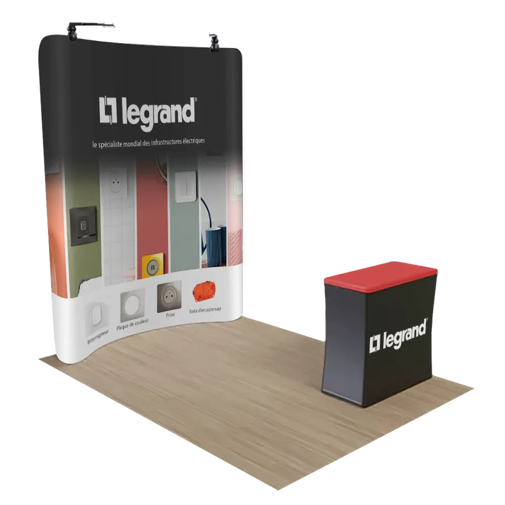 Présentoir zippé pour salon professionnel stand toile de fond  2,4 m x 2,4 m - Imprint Now - FR