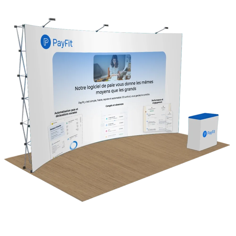 Présentoir courbé Pop-Up personnalisé 6,1 m x 3 m - Imprint Now - FR