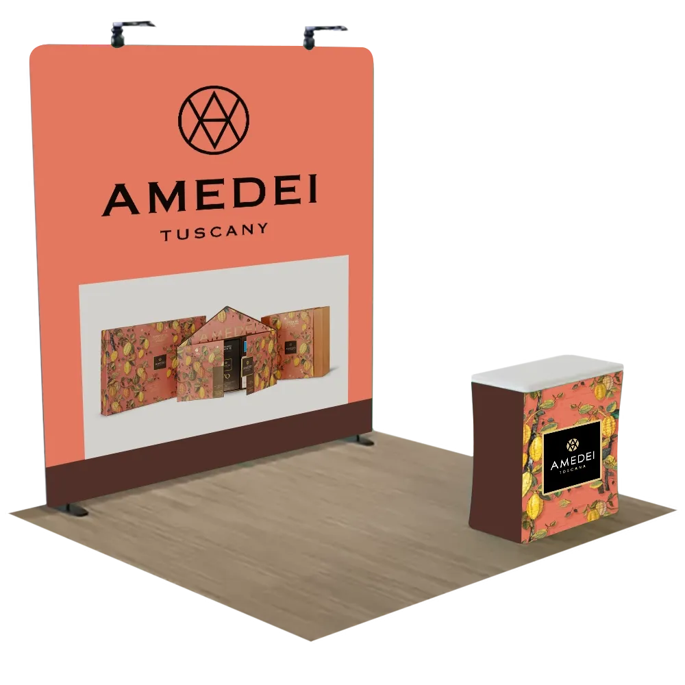 Espositore per Fiere con Zip Personalizzato Tessuto di Tensione 3,1 m x 2,4 m - Imprint Now - IT