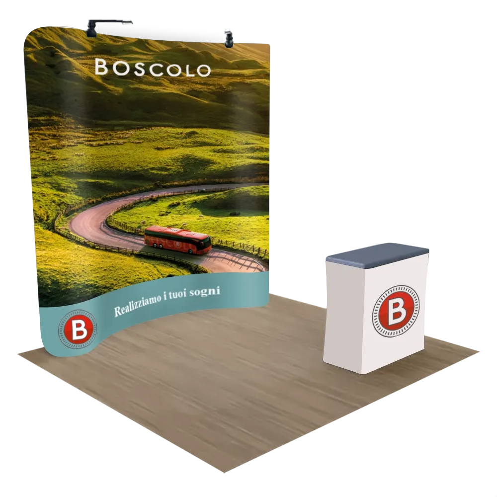 Espositore Curvo con Zip da 3 m x 2,4 m - Imprint Now - IT