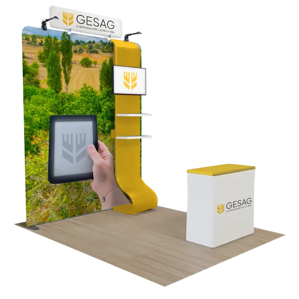 Espositore multimediale dritto 2,4 m x 2,4 m - Imprint Now - IT