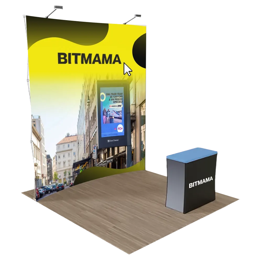 Espositore Pop-up Curvo Personalizzato per Fiere, 3 m x 3 m - Imprint Now - IT