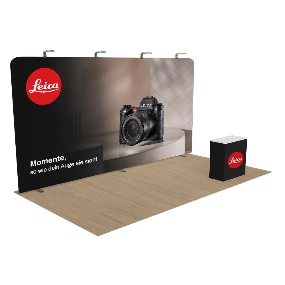 Individuelles Zip-Up Messedisplay 6,1 x 3,1 m