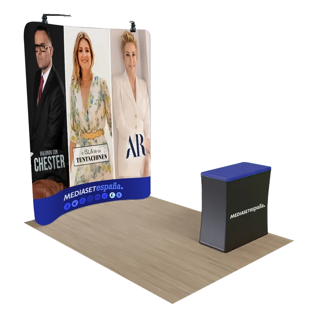 2,4 m x 2,4 m Expositor Curvo con Cremallera - Imprint Now - ES