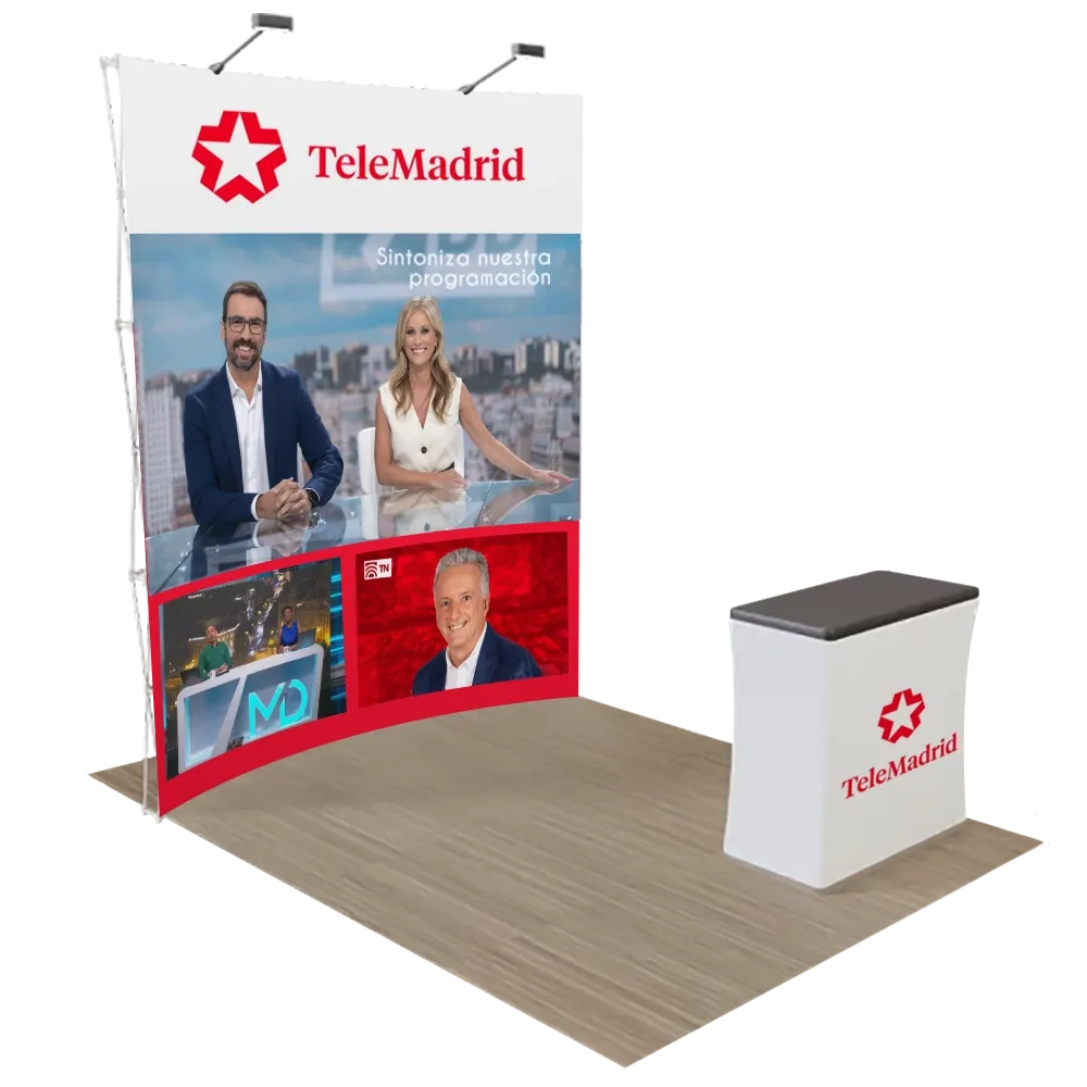 Expositor Pop Up Curvo 2,4 m x 2,4 m - Imprint Now - ES