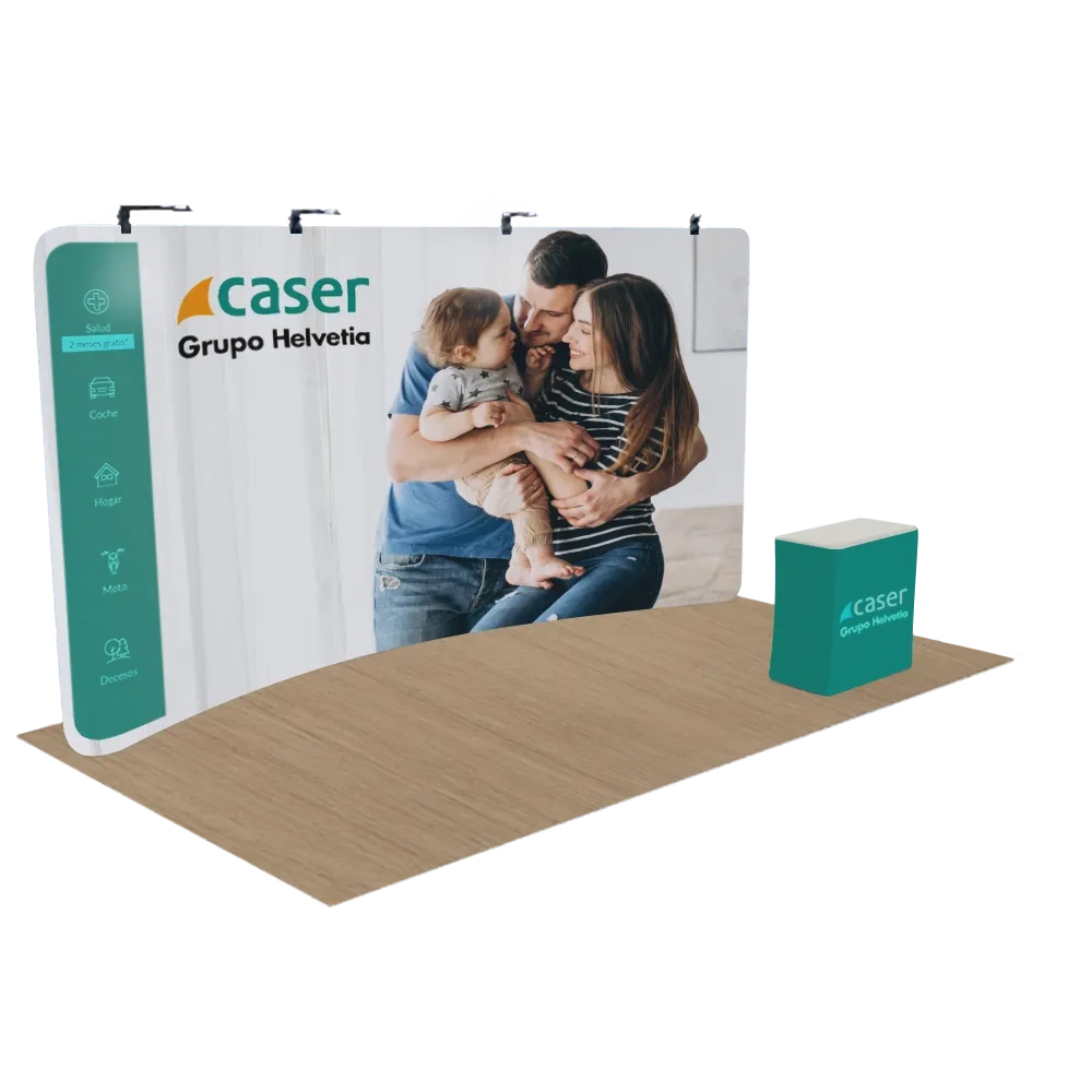 Expositor de Cremallera Curvado Personalizado 6,1 m x 2,4 m - Imprint Now - ES
