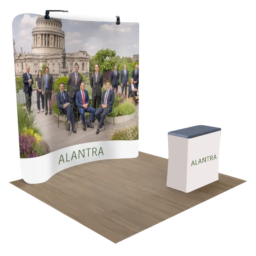 Expositor Curvado con Cremallera Para Ferias y Exposiciones 3,1 m x 2,4 m Tension Fabric - Imprint Now - ES