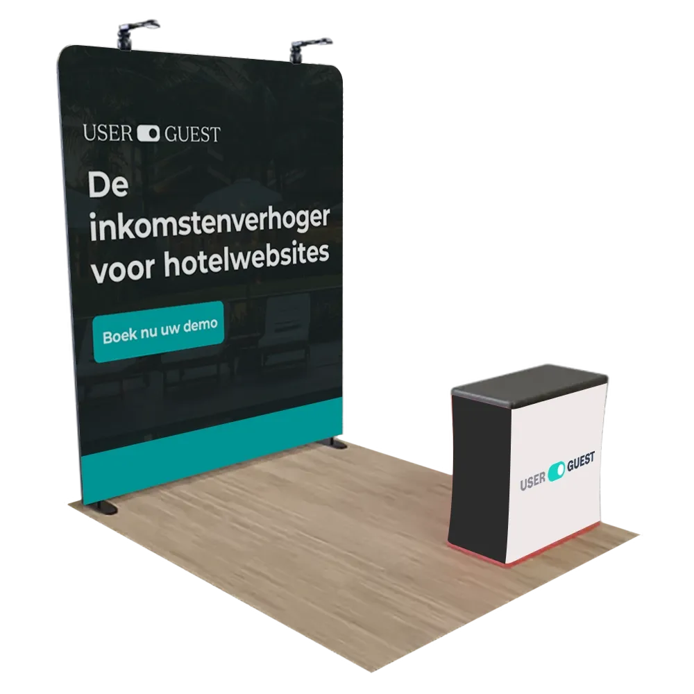 Gepersonaliseerde Beursstand met Ritssluiting en Aluminium Frame 2,4 m x 2,4 m